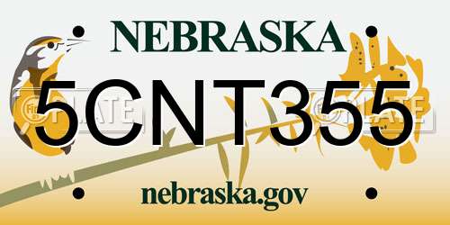 5CNT355 Nebraska License Plate