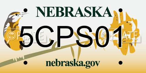 5CPS01 Nebraska License Plate