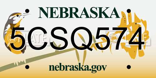 5CSQ574 Nebraska License Plate