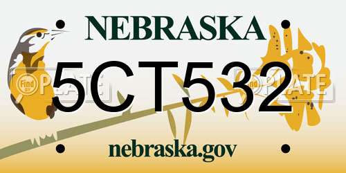 5CT532 Nebraska License Plate