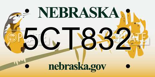 5CT832 Nebraska License Plate