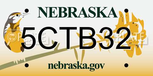 5CTB32 Nebraska License Plate