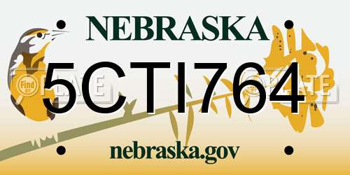 5CTI764 Nebraska License Plate