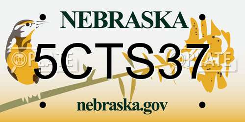 5CTS37 Nebraska License Plate