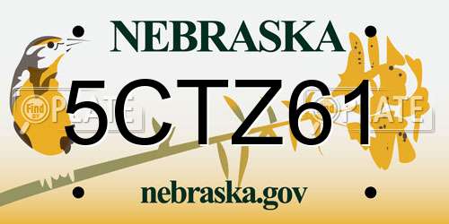 5CTZ61 Nebraska License Plate