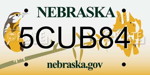 5CUB84 Nebraska License Plate