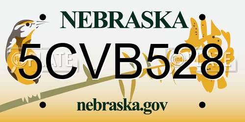 5CVB528 Nebraska License Plate