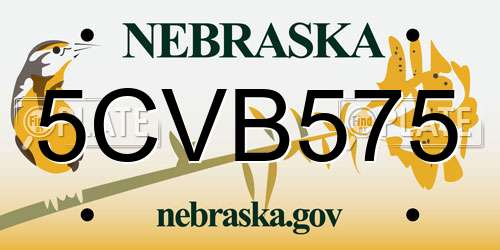5CVB575 Nebraska License Plate