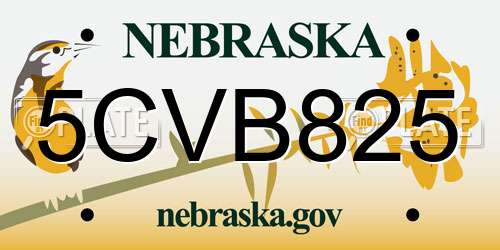 5CVB825 Nebraska License Plate