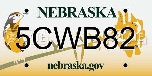 5CWB82 Nebraska License Plate