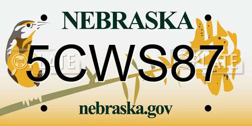 5CWS87 Nebraska License Plate