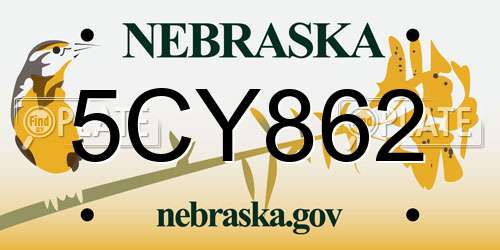5CY862 Nebraska License Plate