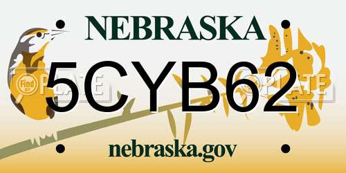 5CYB62 Nebraska License Plate