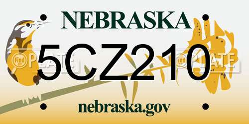 5CZ210 Nebraska License Plate