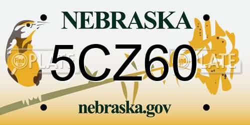 5CZ60 Nebraska License Plate