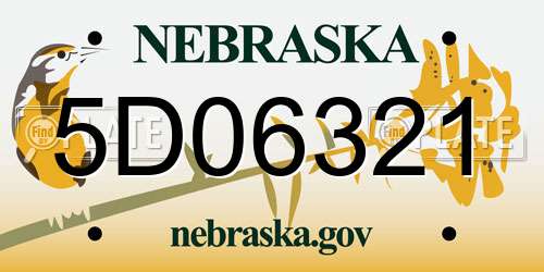 5D06321 Nebraska License Plate