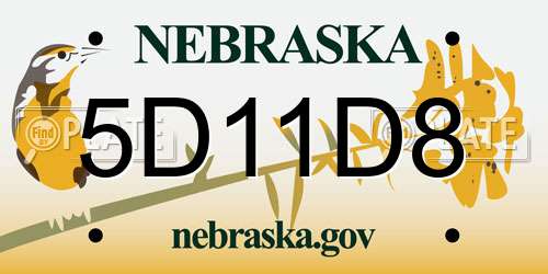5D11D8 Nebraska License Plate