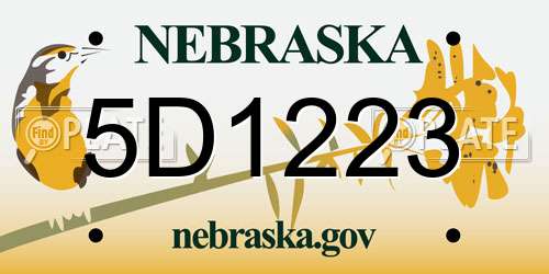 5D1223 Nebraska License Plate