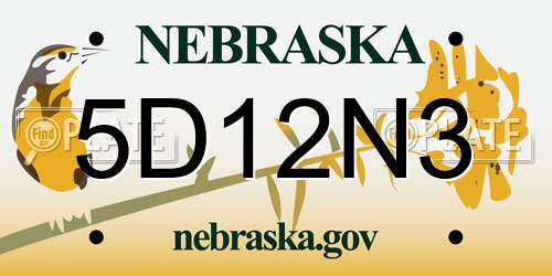 5D12N3 Nebraska License Plate