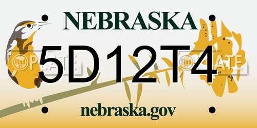 5D12T4 Nebraska License Plate