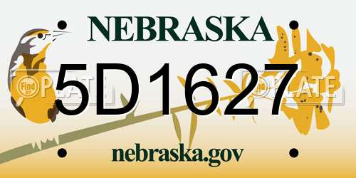 5D1627 Nebraska License Plate