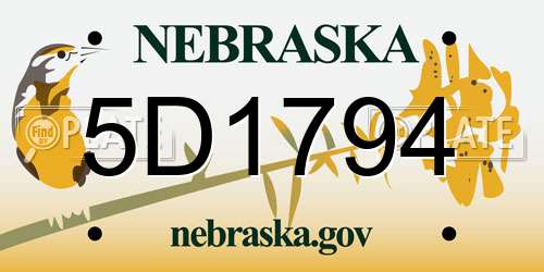 5D1794 Nebraska License Plate