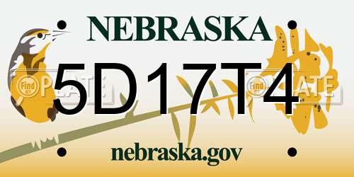 5D17T4 Nebraska License Plate