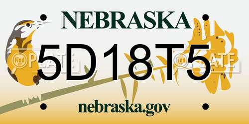 5D18T5 Nebraska License Plate