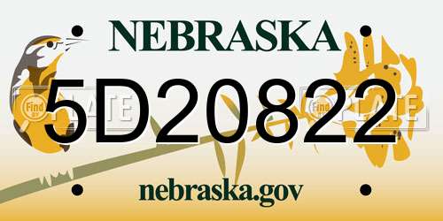 5D20822 Nebraska License Plate