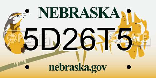 5D26T5 Nebraska License Plate