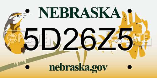 5D26Z5 Nebraska License Plate