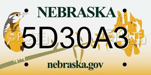 5D30A3 Nebraska License Plate