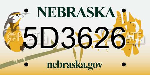 5D3626 Nebraska License Plate