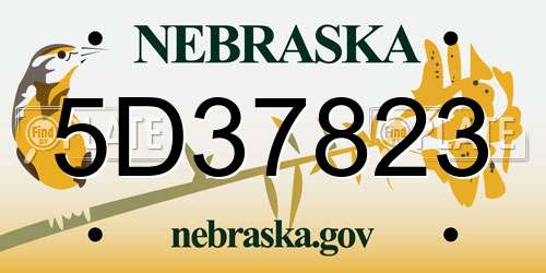 5D37823 Nebraska License Plate