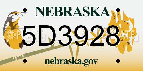 5D3928 Nebraska License Plate
