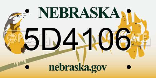5D4106 Nebraska License Plate