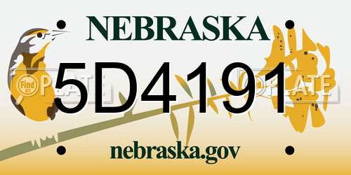 5D4191 Nebraska License Plate
