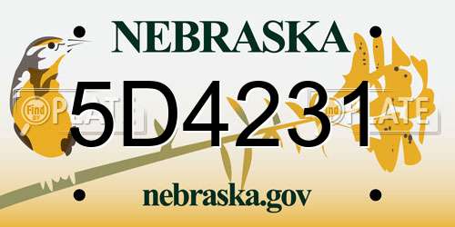 5D4231 Nebraska License Plate