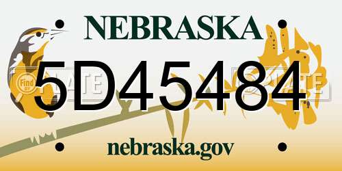 5D45484 Nebraska License Plate
