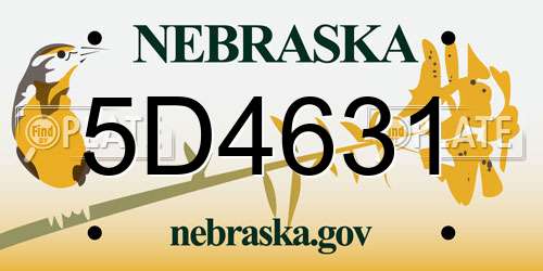 5D4631 Nebraska License Plate