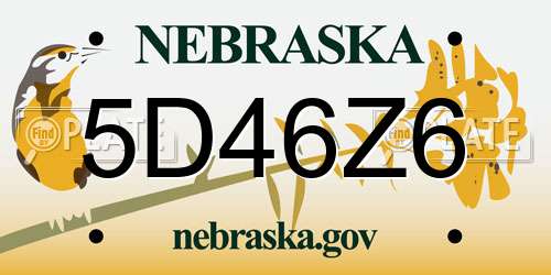 5D46Z6 Nebraska License Plate