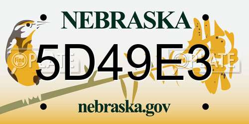 5D49E3 Nebraska License Plate