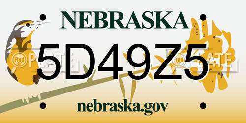 5D49Z5 Nebraska License Plate