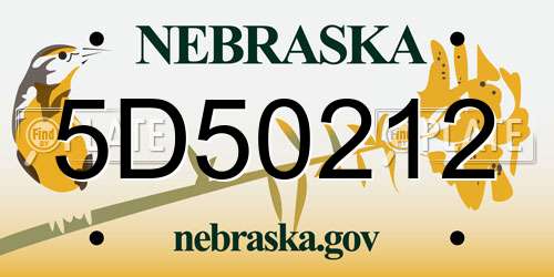 5D50212 Nebraska License Plate