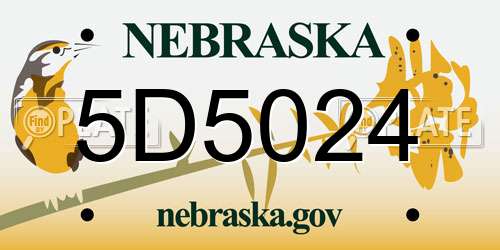 5D5024 Nebraska License Plate