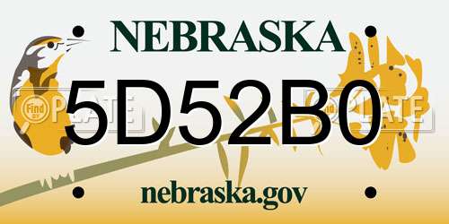 5D52B0 Nebraska License Plate