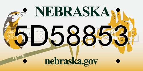 5D58853 Nebraska License Plate