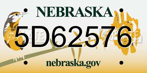 5D62576 Nebraska License Plate