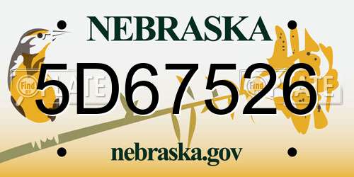 5D67526 Nebraska License Plate