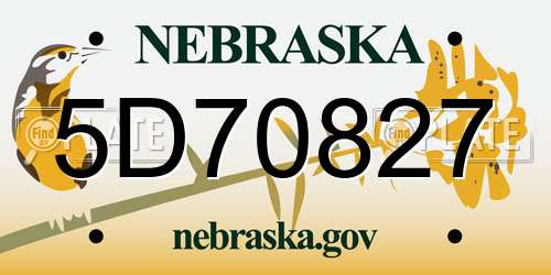5D70827 Nebraska License Plate